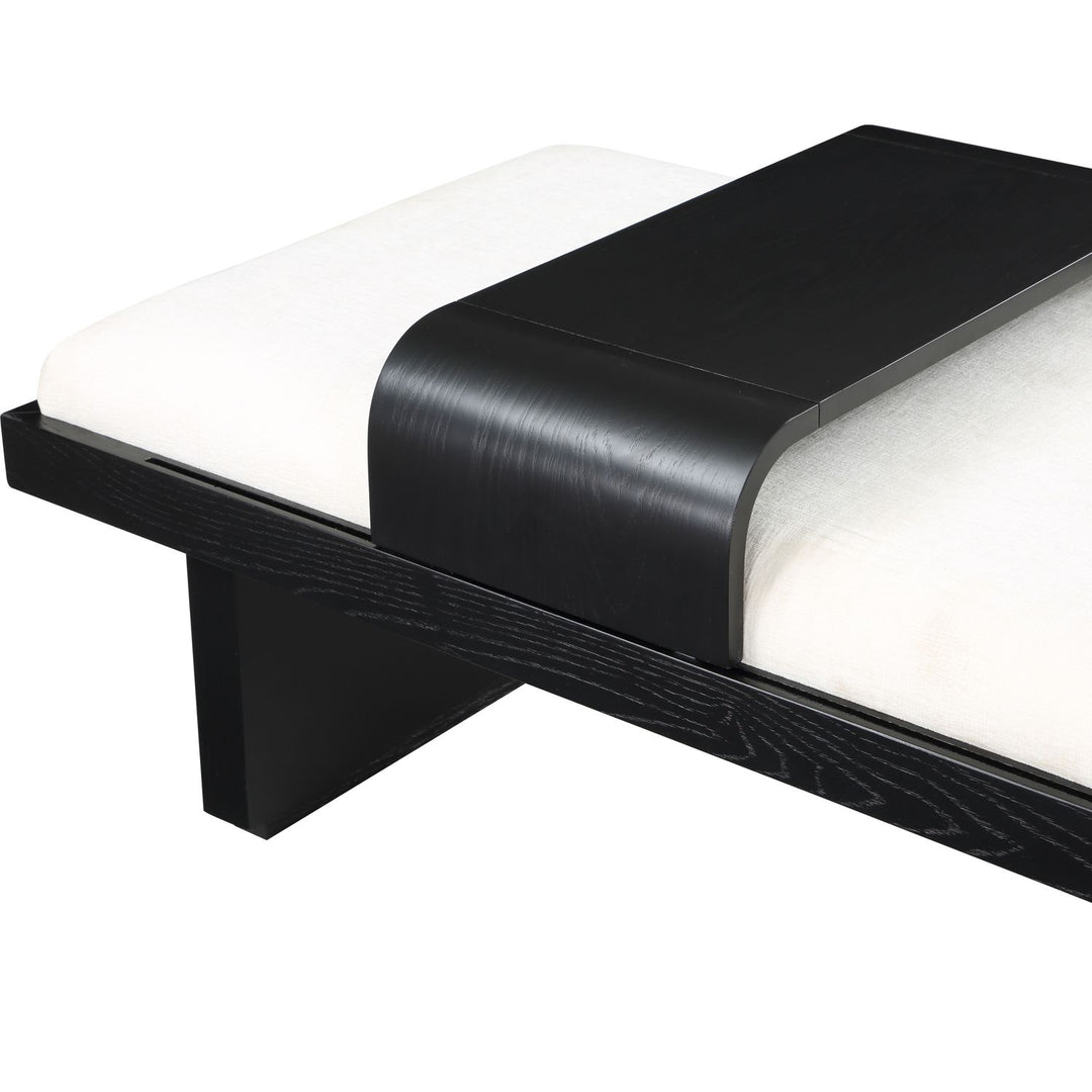 Arlington Chenille Fabric Upholstered Bench — Cream / Black