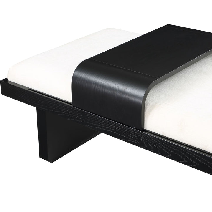 Arlington Chenille Fabric Upholstered Bench — Cream / Black