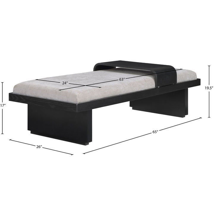 Arlington Chenille Fabric Upholstered Bench — Grey / Black