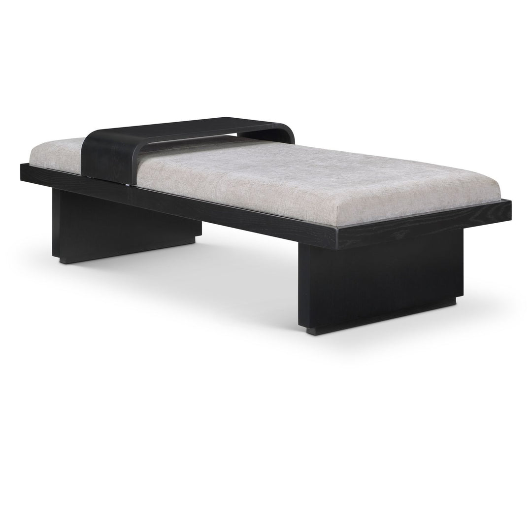 Arlington Chenille Fabric Upholstered Bench — Grey / Black