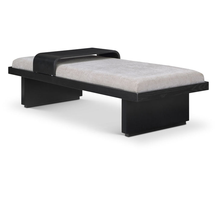 Arlington Chenille Fabric Upholstered Bench — Grey / Black