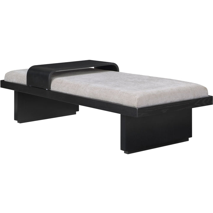 Arlington Chenille Fabric Upholstered Bench — Grey / Black