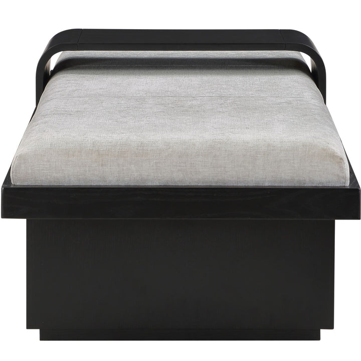 Arlington Chenille Fabric Upholstered Bench — Grey / Black