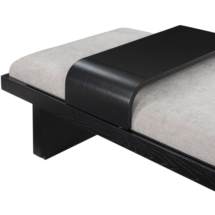 Arlington Chenille Fabric Upholstered Bench — Grey / Black