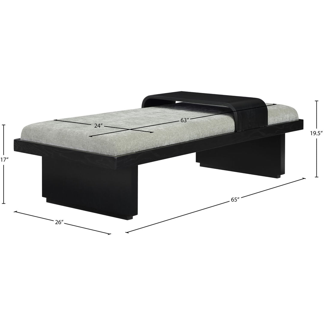 Arlington Chenille Fabric Upholstered Bench — Mint Green / Black