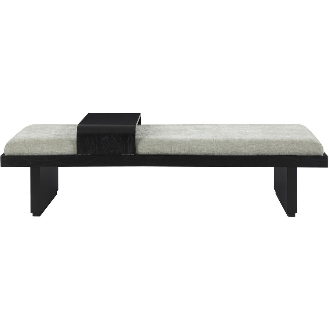 Arlington Chenille Fabric Upholstered Bench — Mint Green / Black