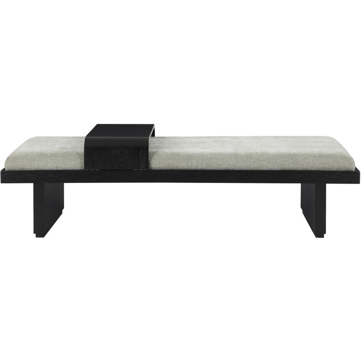 Arlington Chenille Fabric Upholstered Bench — Mint Green / Black