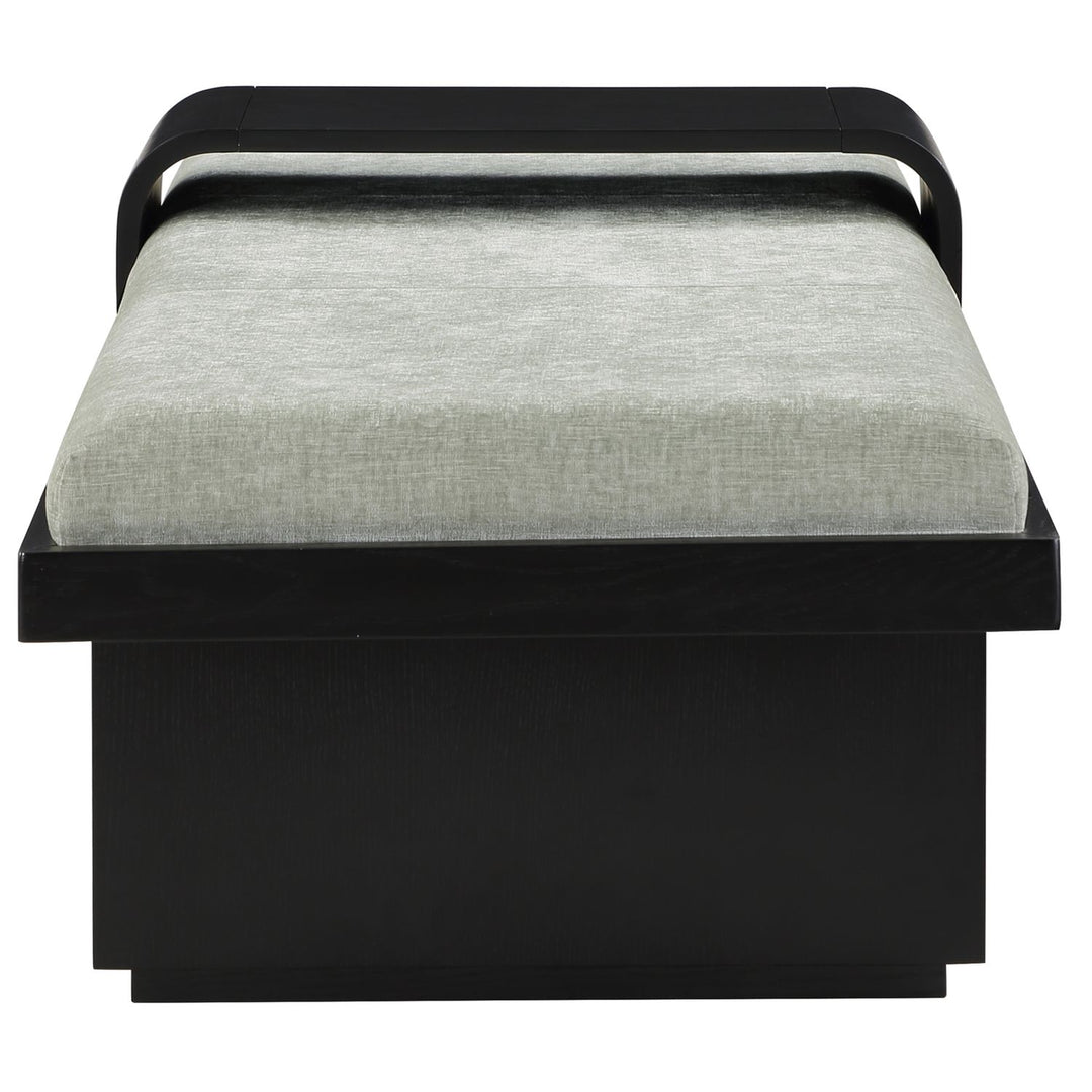 Arlington Chenille Fabric Upholstered Bench — Mint Green / Black