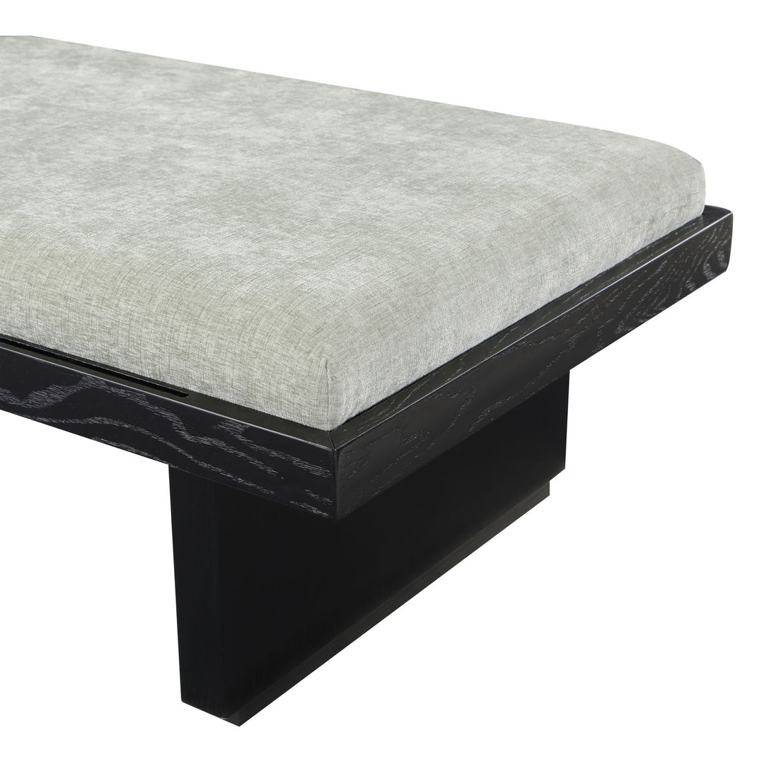 Arlington Chenille Fabric Upholstered Bench — Mint Green / Black