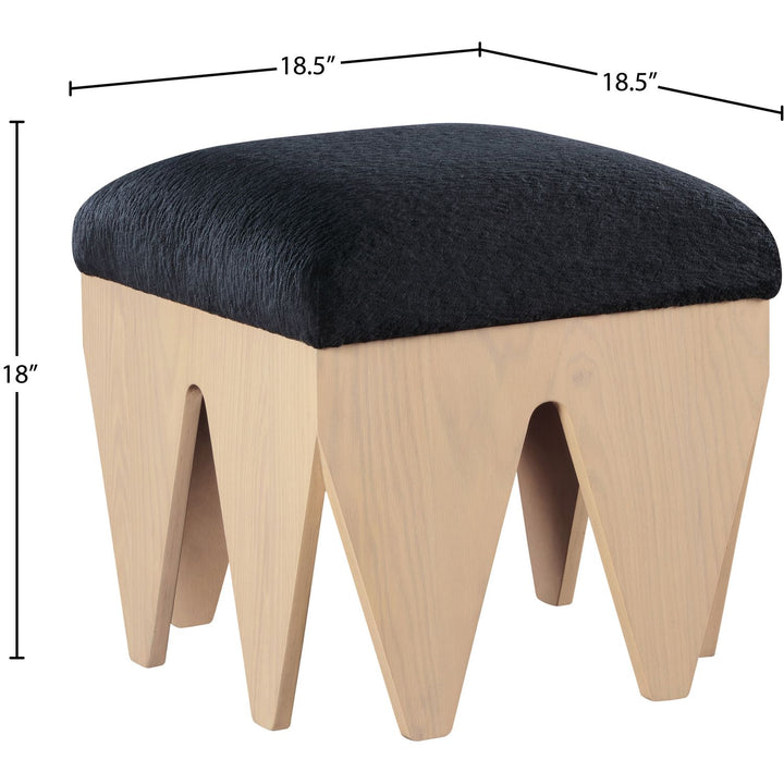 Altair Velour Fur Fabric Upholstered Bench — Black / Natural