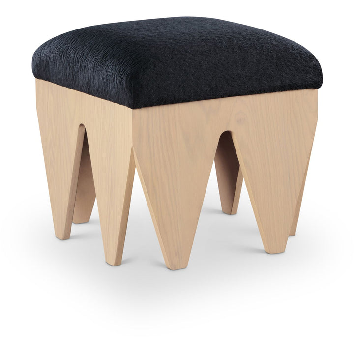 Altair Velour Fur Fabric Upholstered Bench — Black / Natural