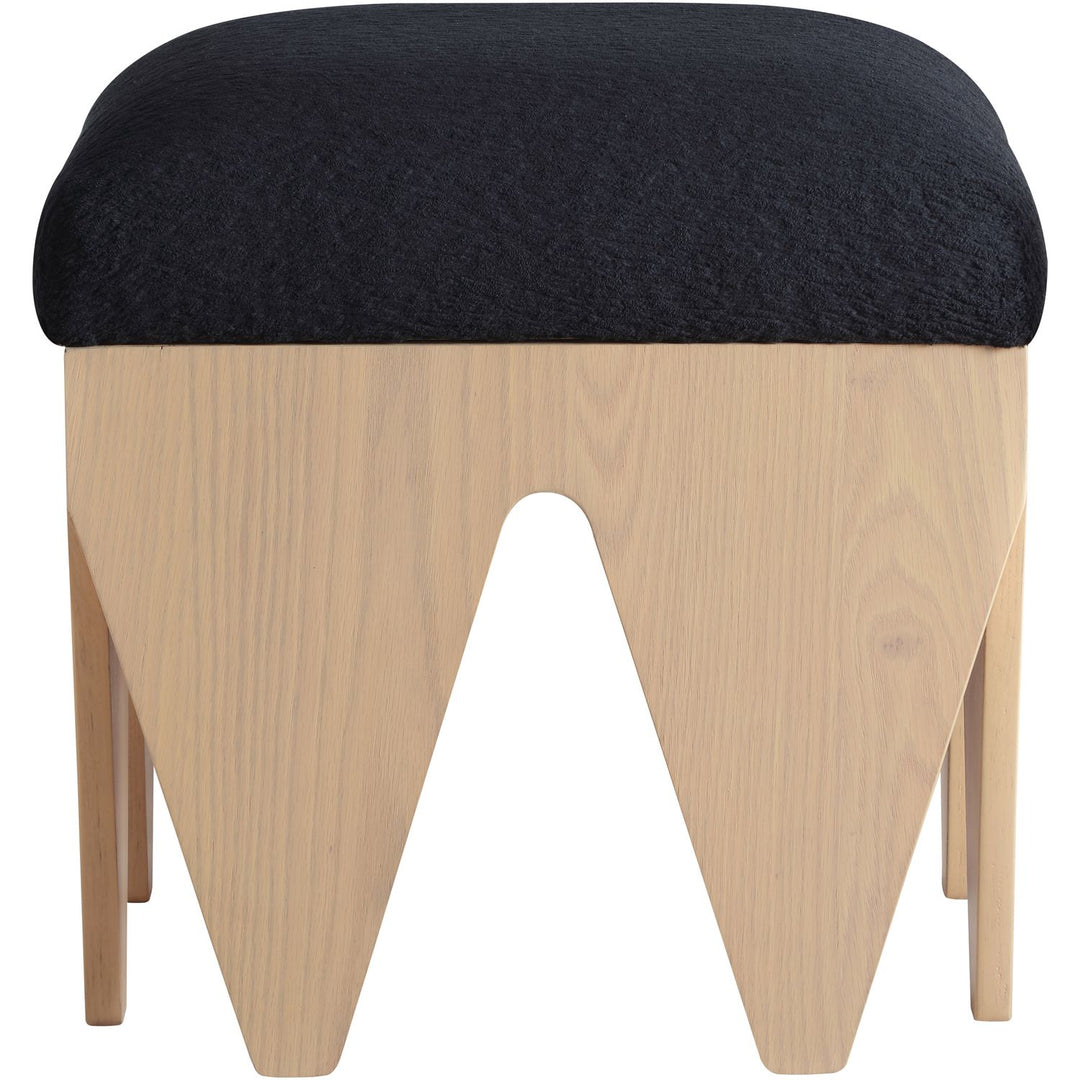 Altair Velour Fur Fabric Upholstered Bench — Black / Natural