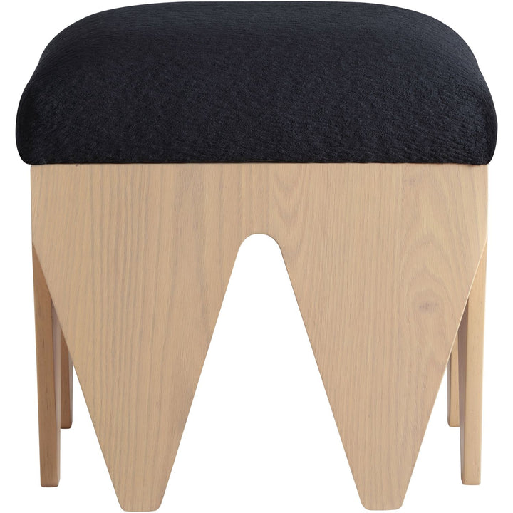 Altair Velour Fur Fabric Upholstered Bench — Black / Natural