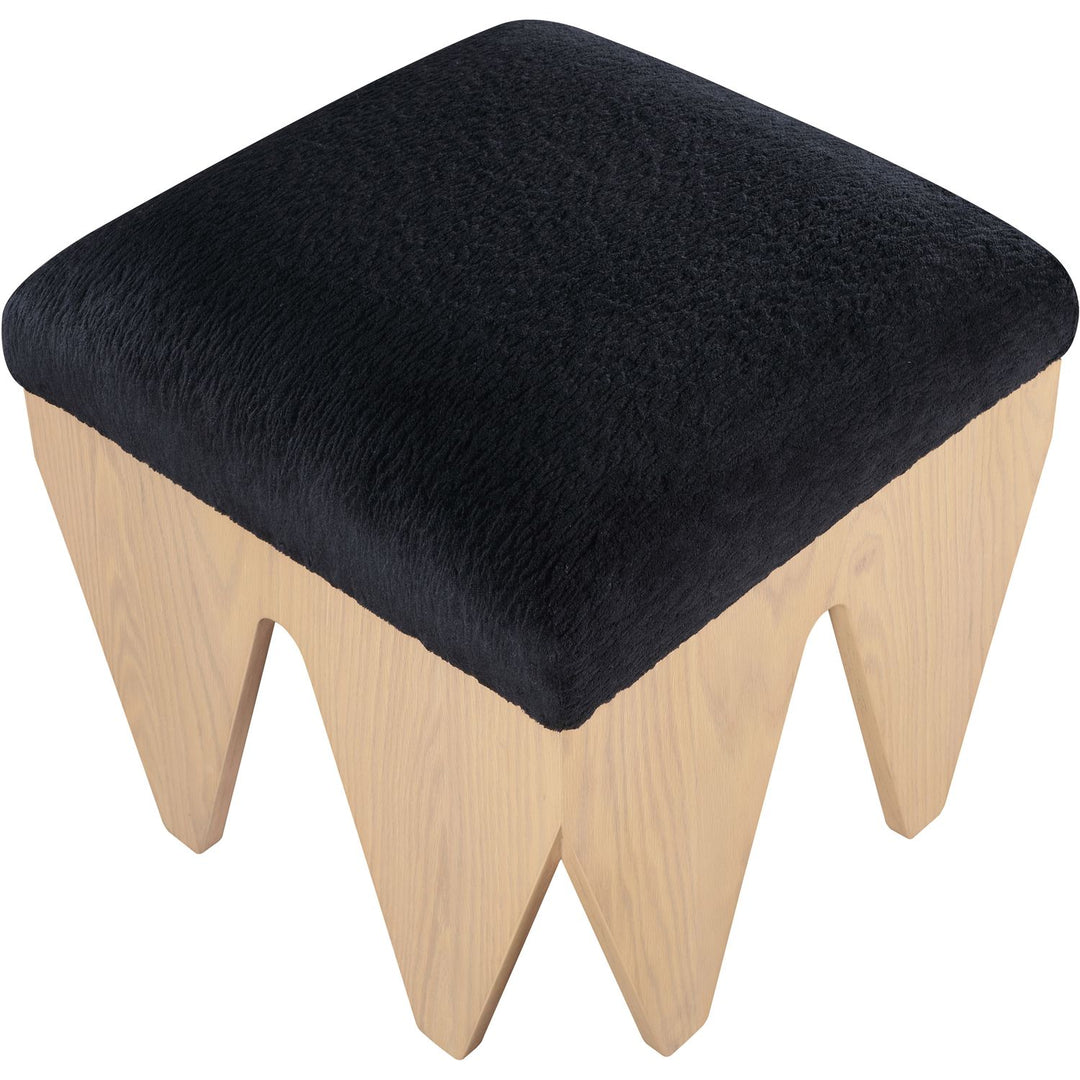 Altair Velour Fur Fabric Upholstered Bench — Black / Natural