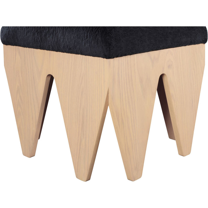 Altair Velour Fur Fabric Upholstered Bench — Black / Natural