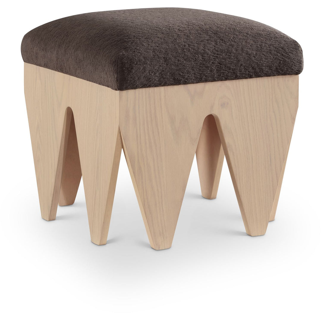 Altair Velour Fur Fabric Upholstered Bench — Brown / Natural