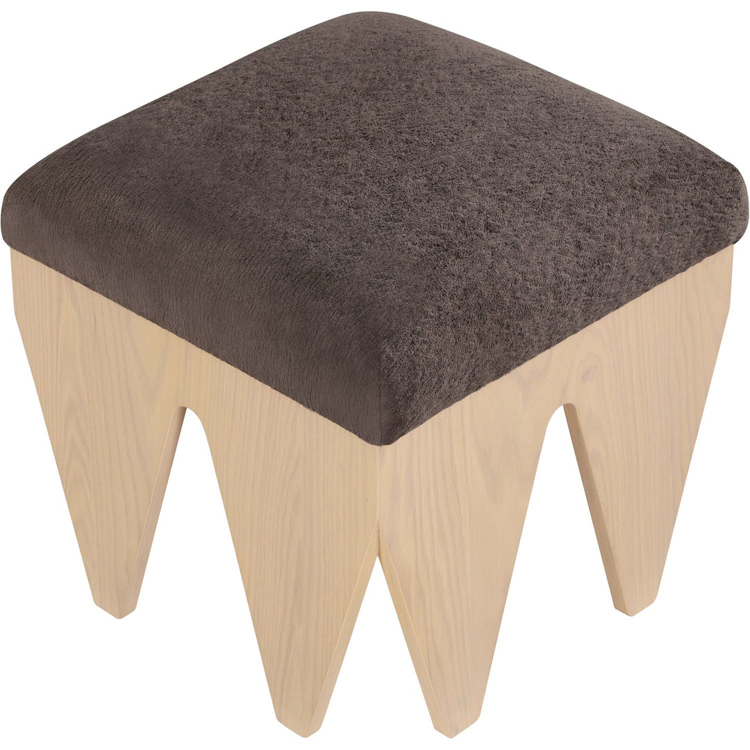 Altair Velour Fur Fabric Upholstered Bench — Brown / Natural