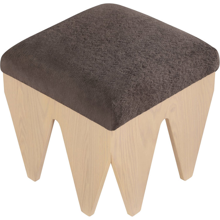 Altair Velour Fur Fabric Upholstered Bench — Brown / Natural