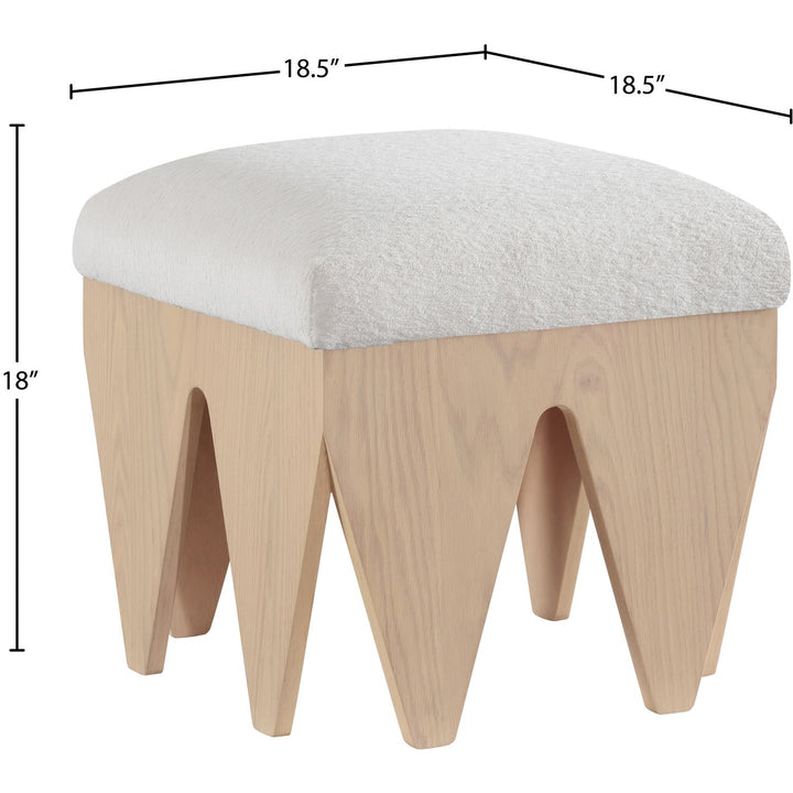 Altair Velour Fur Fabric Upholstered Bench — Cream / Natural