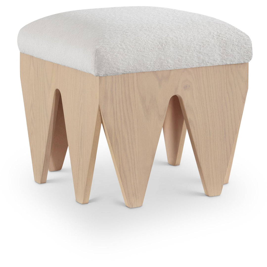 Altair Velour Fur Fabric Upholstered Bench — Cream / Natural