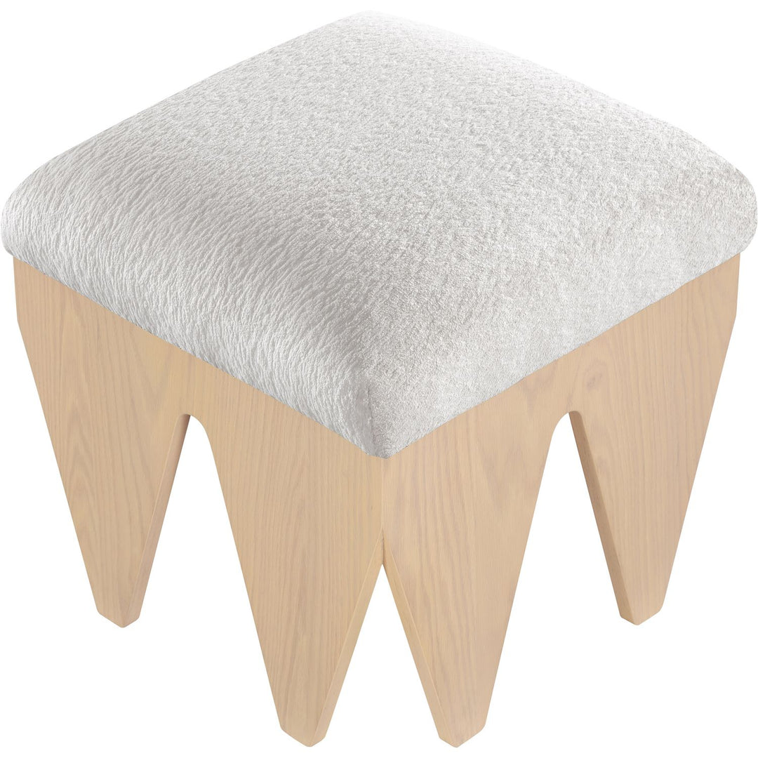 Altair Velour Fur Fabric Upholstered Bench — Cream / Natural