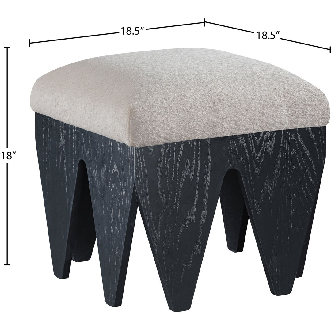 Altair Velour Fur Fabric Upholstered Bench — Beige / Black