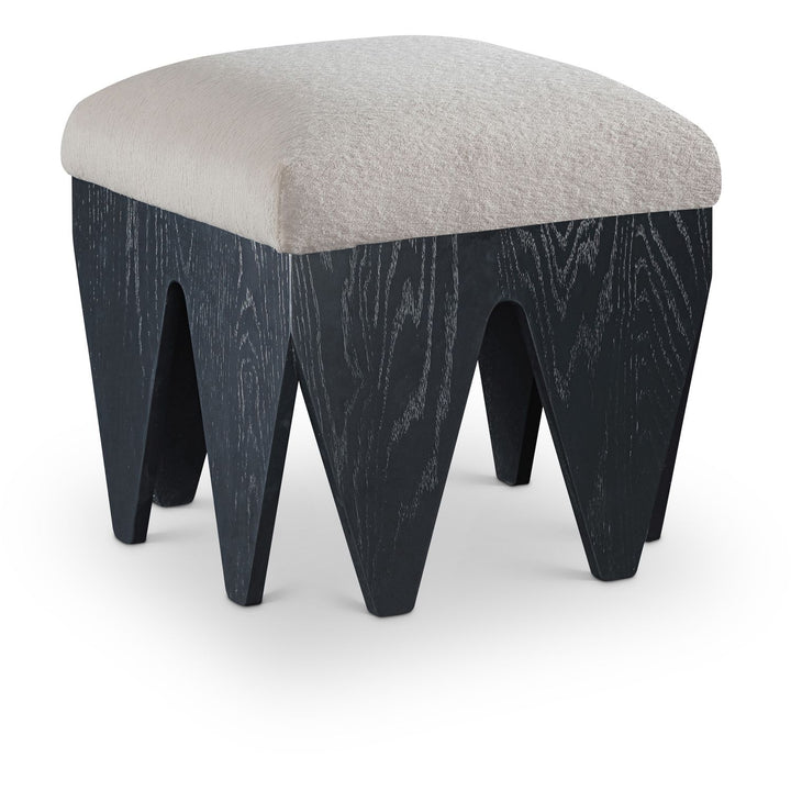 Altair Velour Fur Fabric Upholstered Bench — Beige / Black