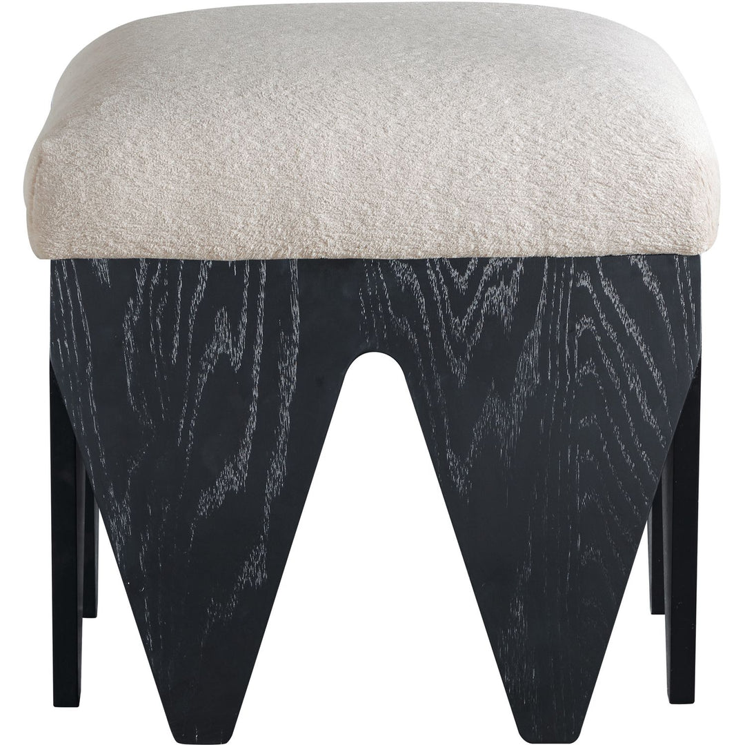 Altair Velour Fur Fabric Upholstered Bench — Beige / Black