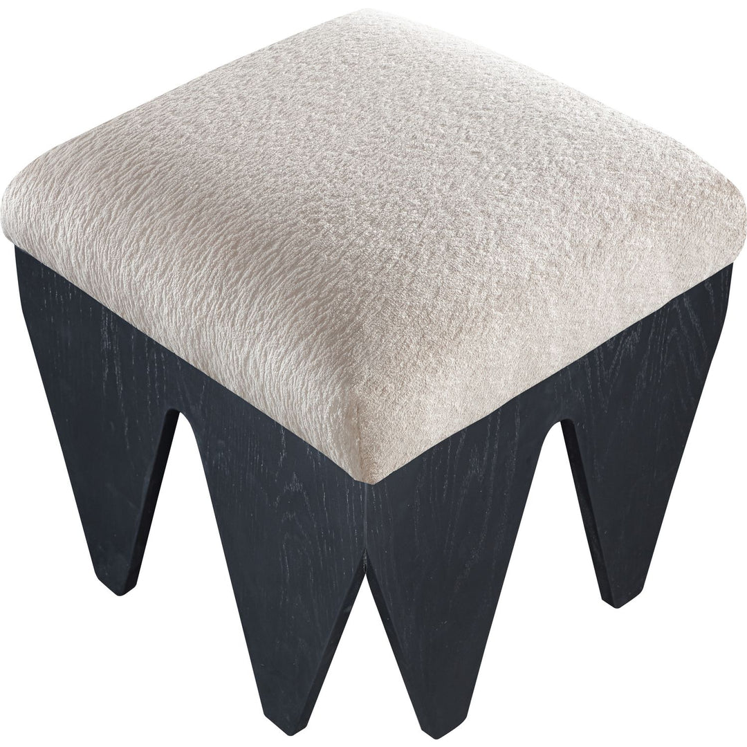 Altair Velour Fur Fabric Upholstered Bench — Beige / Black