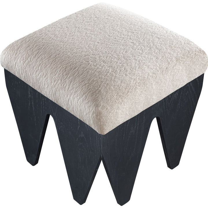 Altair Velour Fur Fabric Upholstered Bench — Beige / Black