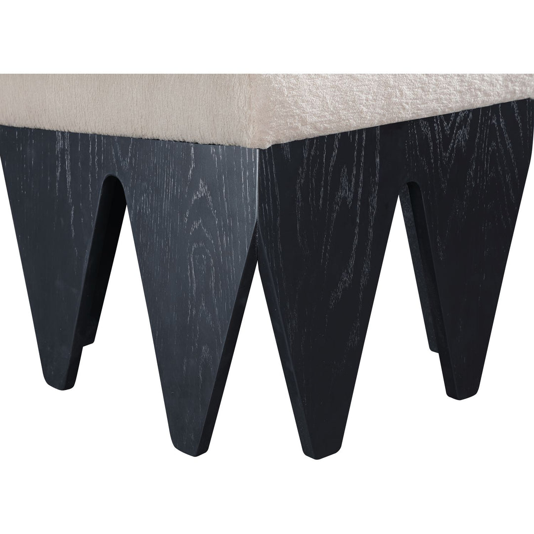 Altair Velour Fur Fabric Upholstered Bench — Beige / Black