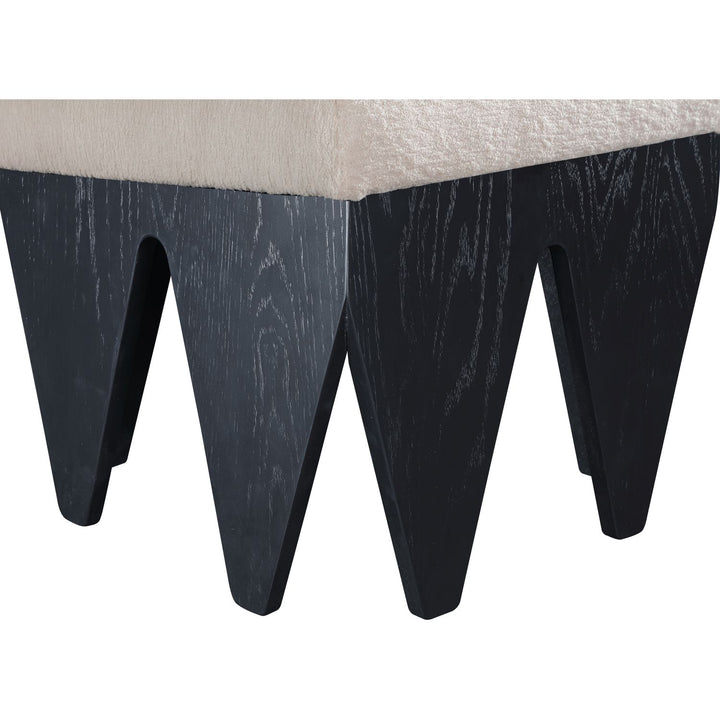 Altair Velour Fur Fabric Upholstered Bench — Beige / Black