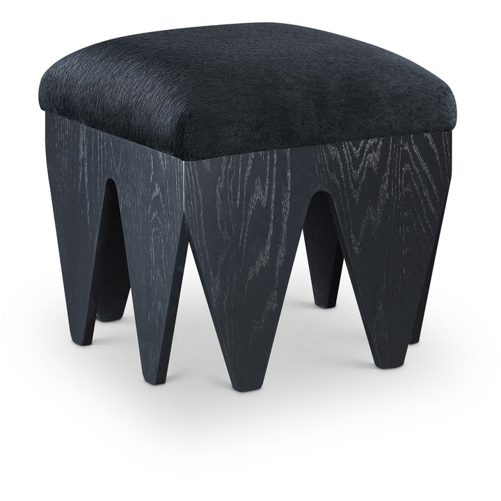 Altair Velour Fur Fabric Upholstered Bench — Black / Black