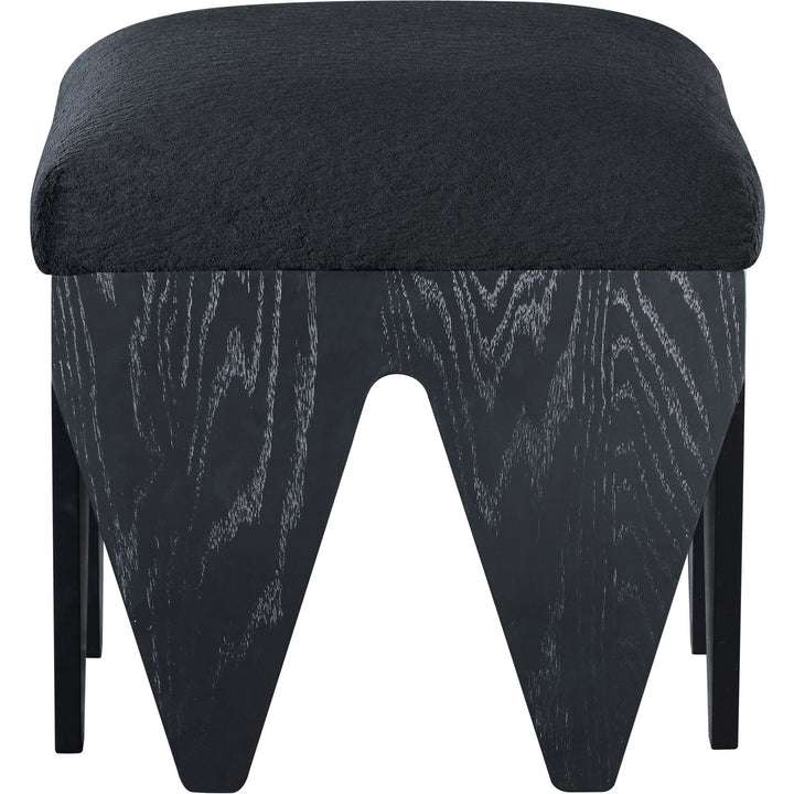 Altair Velour Fur Fabric Upholstered Bench — Black / Black