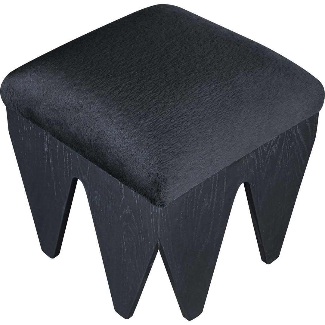 Altair Velour Fur Fabric Upholstered Bench — Black / Black