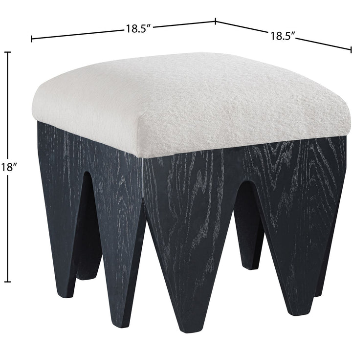 Altair Velour Fur Fabric Upholstered Bench — Cream / Black