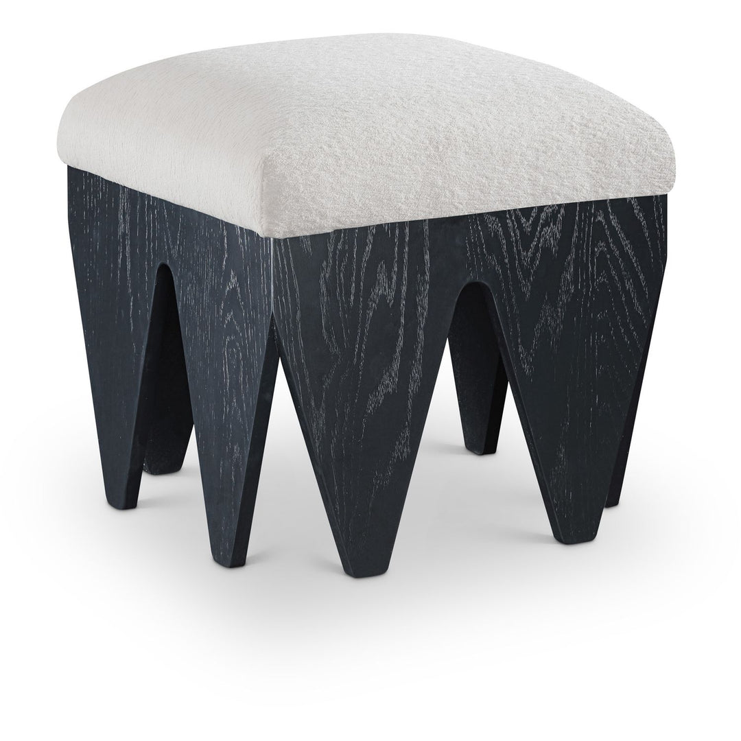 Altair Velour Fur Fabric Upholstered Bench — Cream / Black
