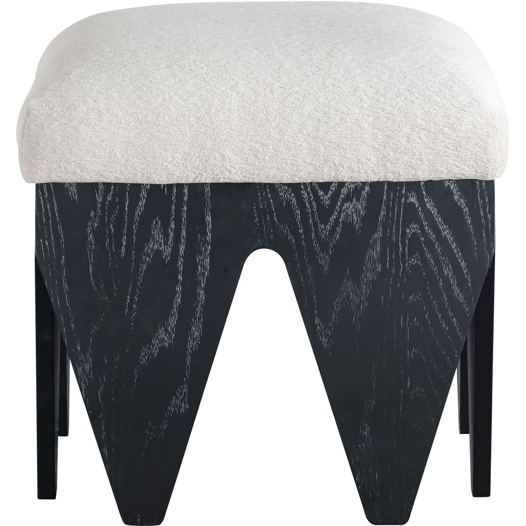 Altair Velour Fur Fabric Upholstered Bench — Cream / Black
