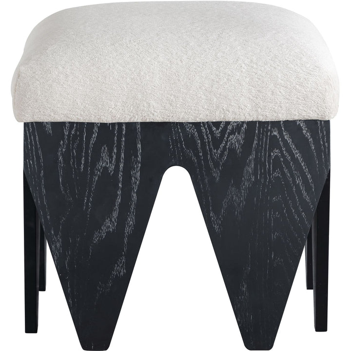 Altair Velour Fur Fabric Upholstered Bench — Cream / Black