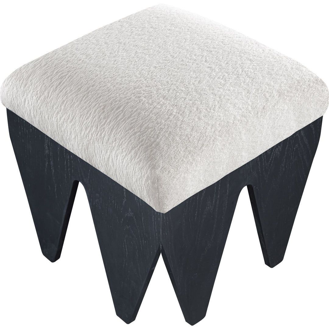 Altair Velour Fur Fabric Upholstered Bench — Cream / Black