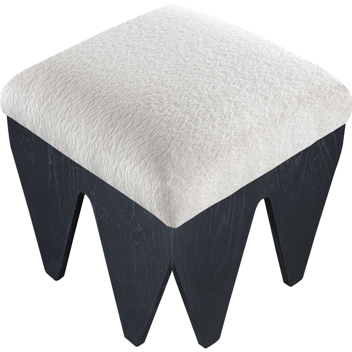 Altair Velour Fur Fabric Upholstered Bench — Cream / Black