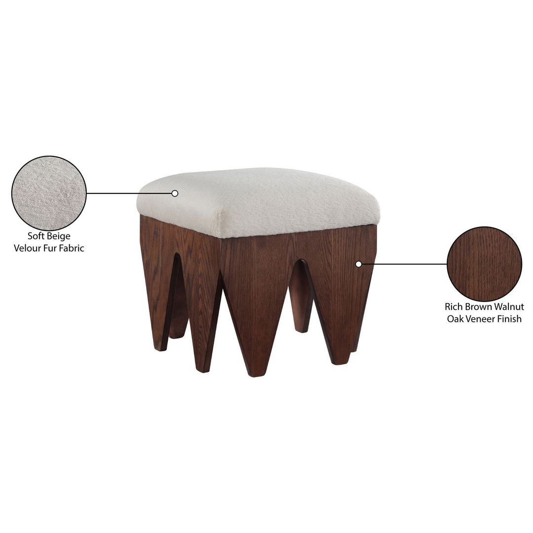 Altair Velour Fur Fabric Upholstered Bench — Beige / Brown