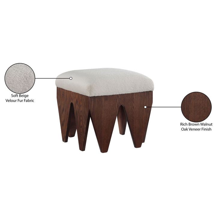 Altair Velour Fur Fabric Upholstered Bench — Beige / Brown