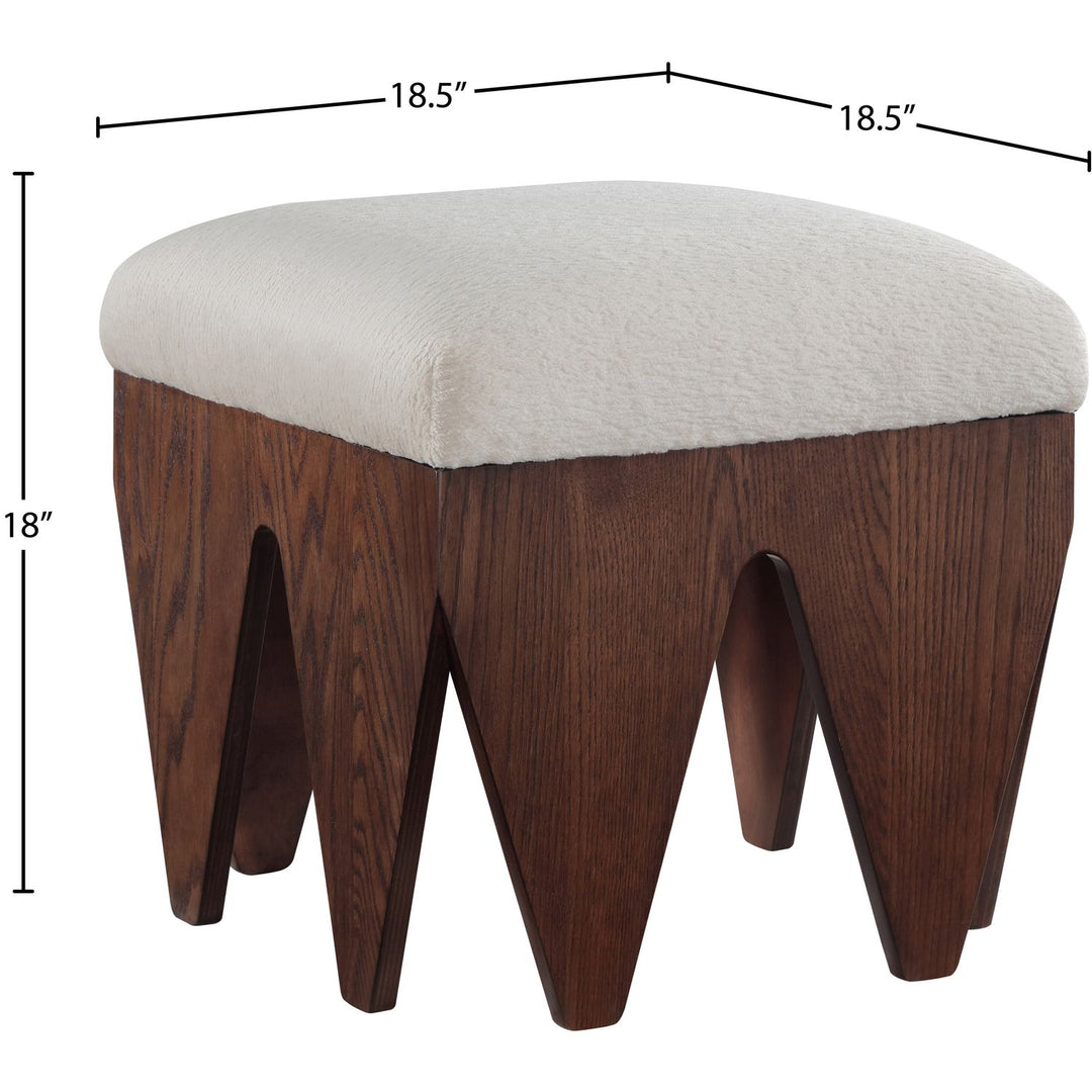 Altair Velour Fur Fabric Upholstered Bench — Beige / Brown