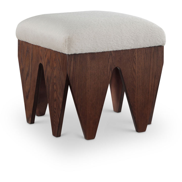 Altair Velour Fur Fabric Upholstered Bench — Beige / Brown