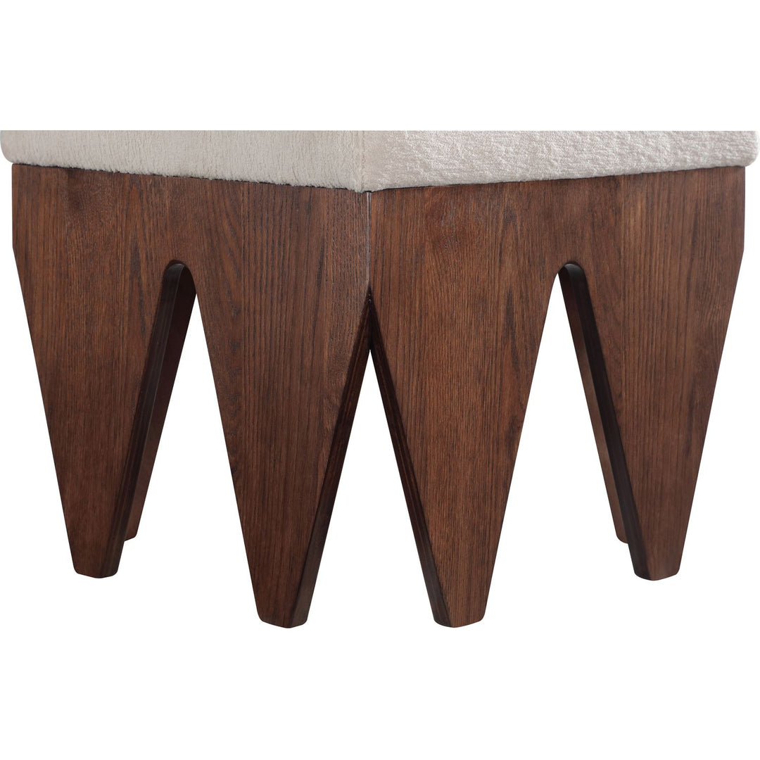 Altair Velour Fur Fabric Upholstered Bench — Beige / Brown