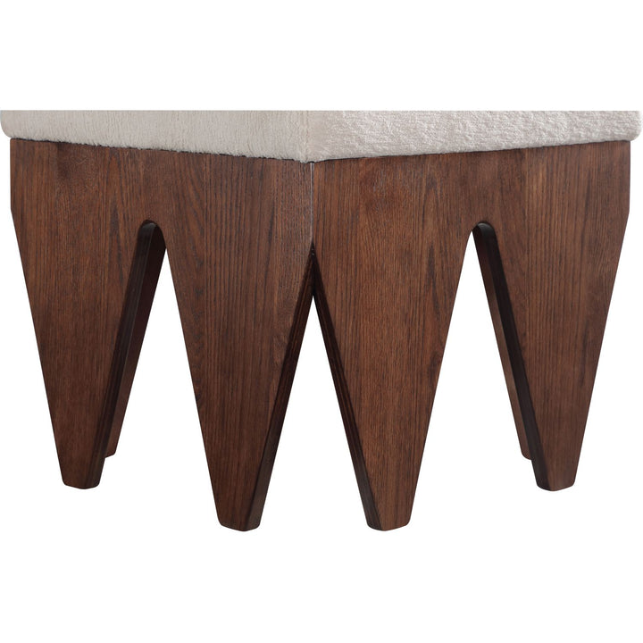 Altair Velour Fur Fabric Upholstered Bench — Beige / Brown