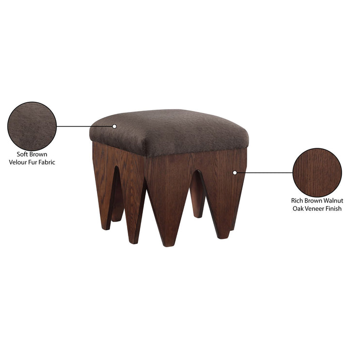 Altair Velour Fur Fabric Upholstered Bench — Brown / Brown