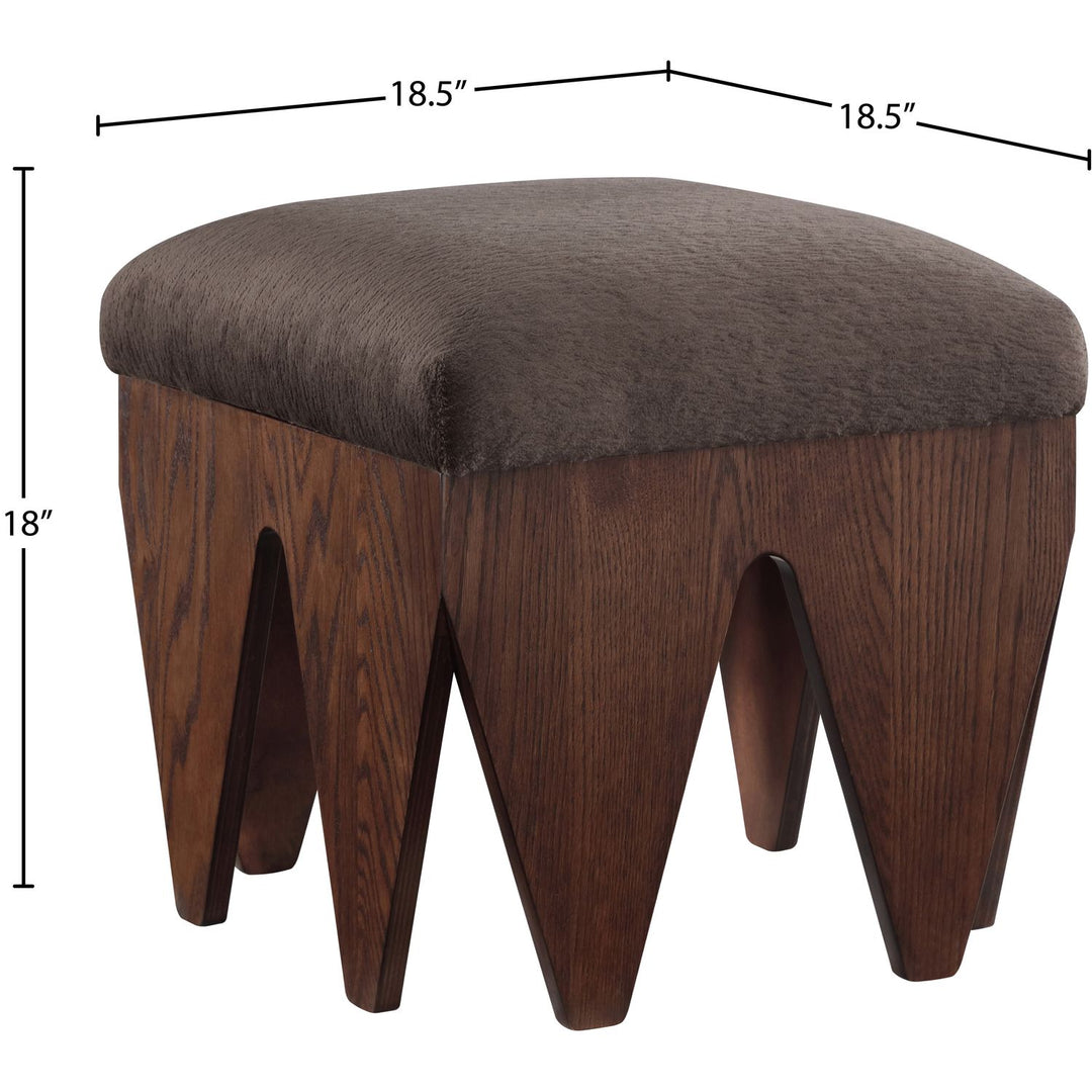 Altair Velour Fur Fabric Upholstered Bench — Brown / Brown