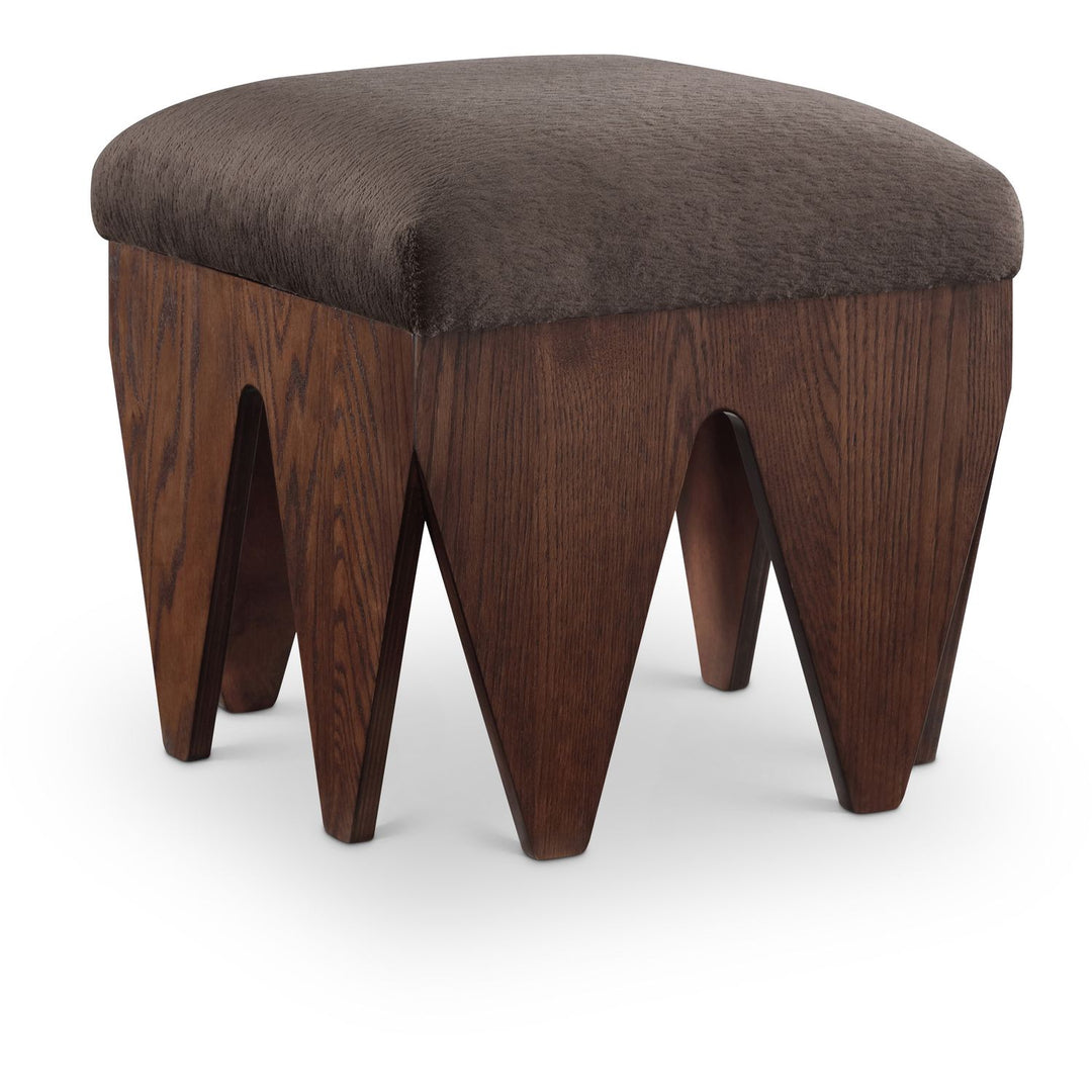 Altair Velour Fur Fabric Upholstered Bench — Brown / Brown